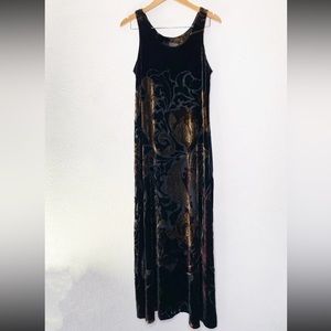 Citron Santa Monica Velvet Burnout Dress Sheer Floral Sleeveless Tank Size S